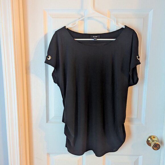 AUW Tops - AUW black cold shoulder top - L